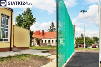 Siatki Ząbki - Zielone siatki ze sznurka na ogrodzeniu boiska orlika dla terenów Miasta Ząbki